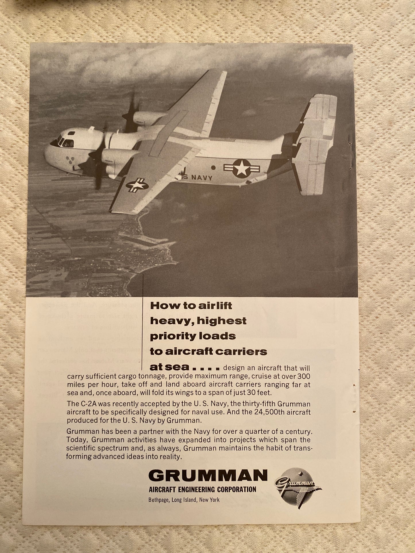 Hrumman Aircraft 1960’s  advertising. 4 pieces