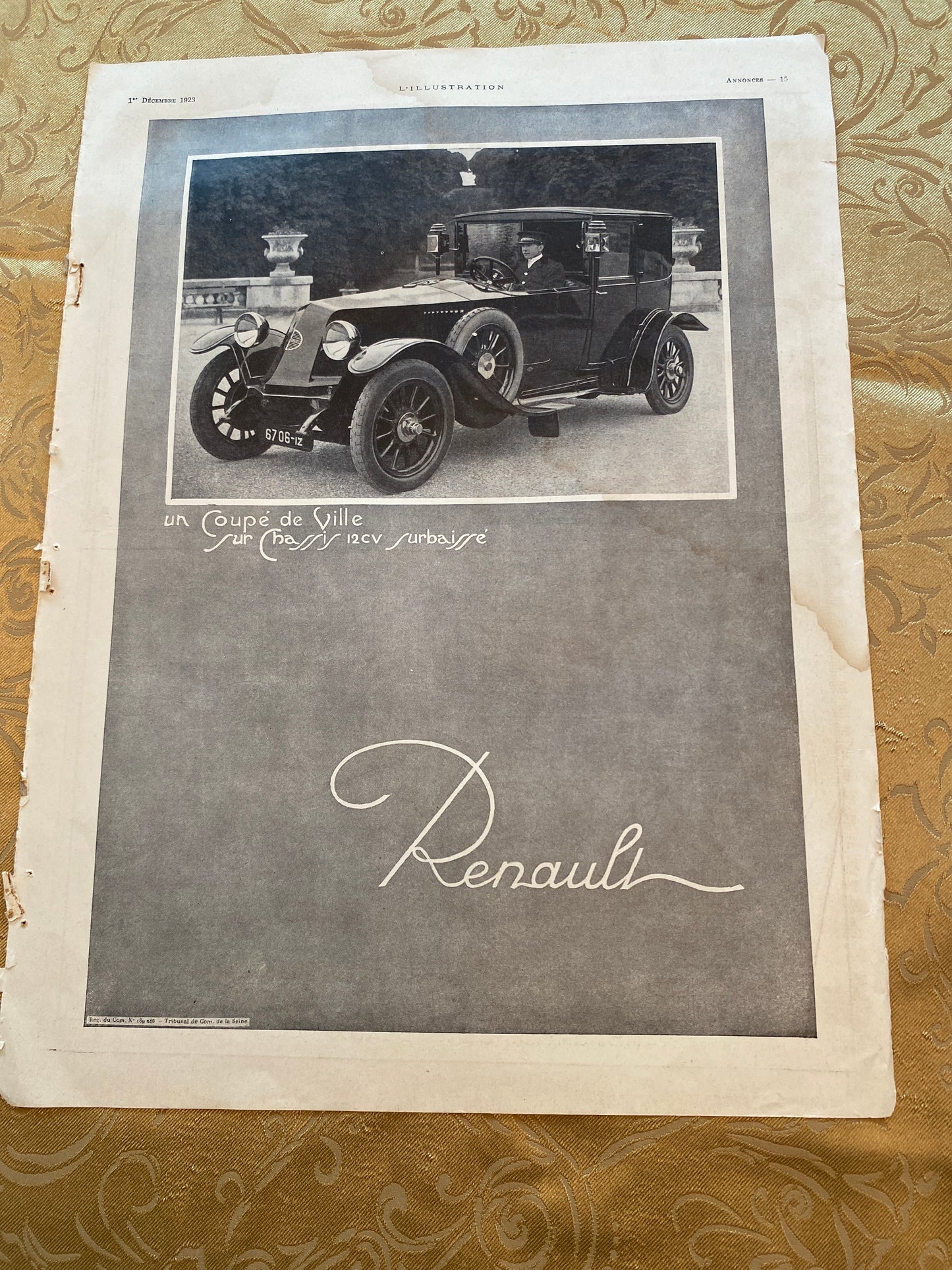 Antique Car Advertisement. Renault France.