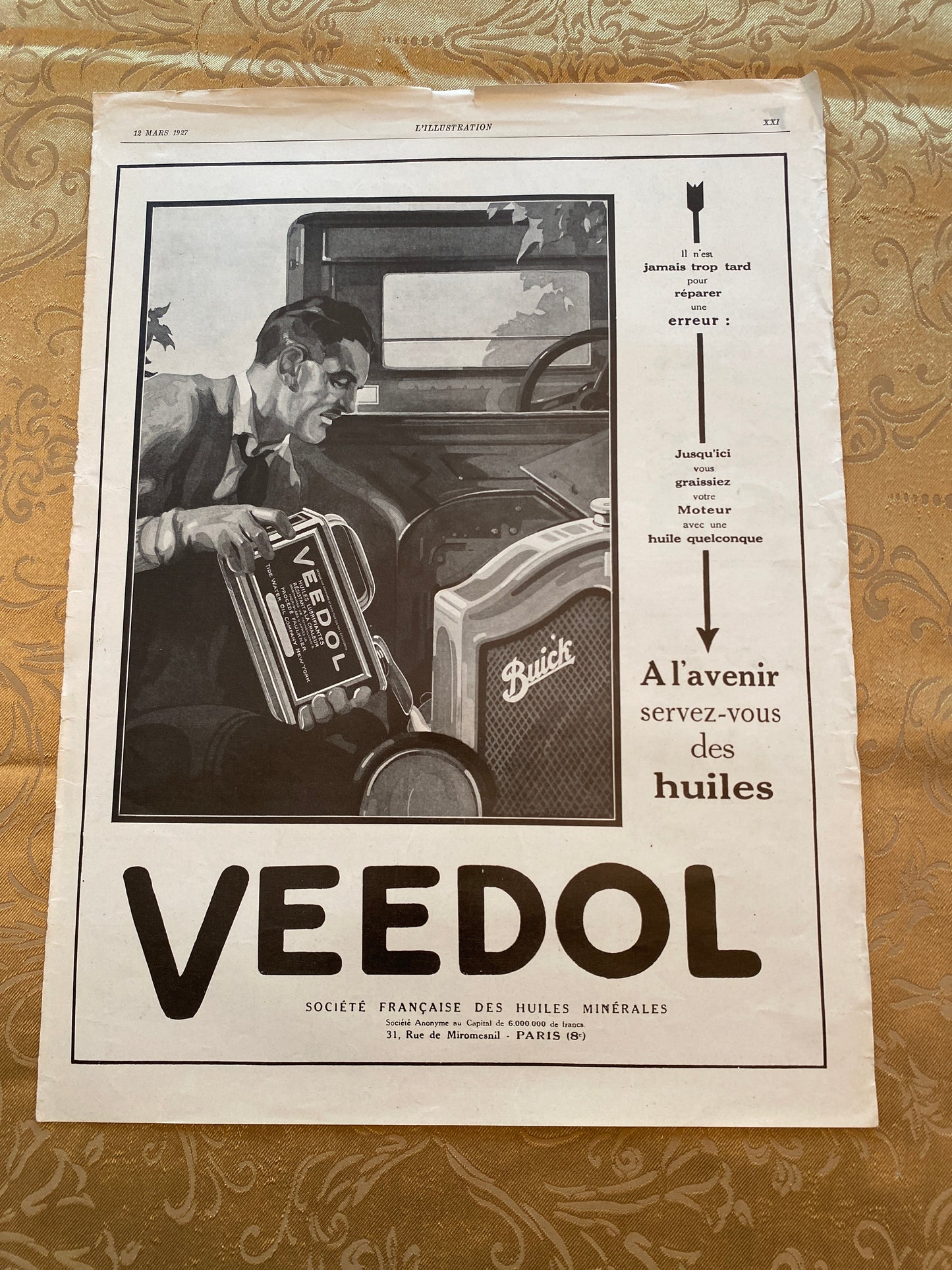 Veedol Oil France antique Advertisement