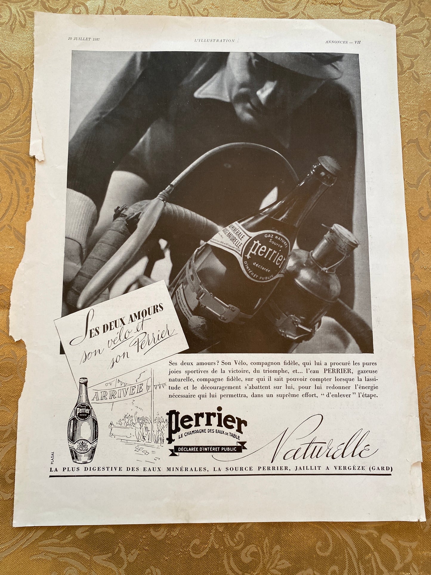 Perrier Water 1937 original Tear sheet.