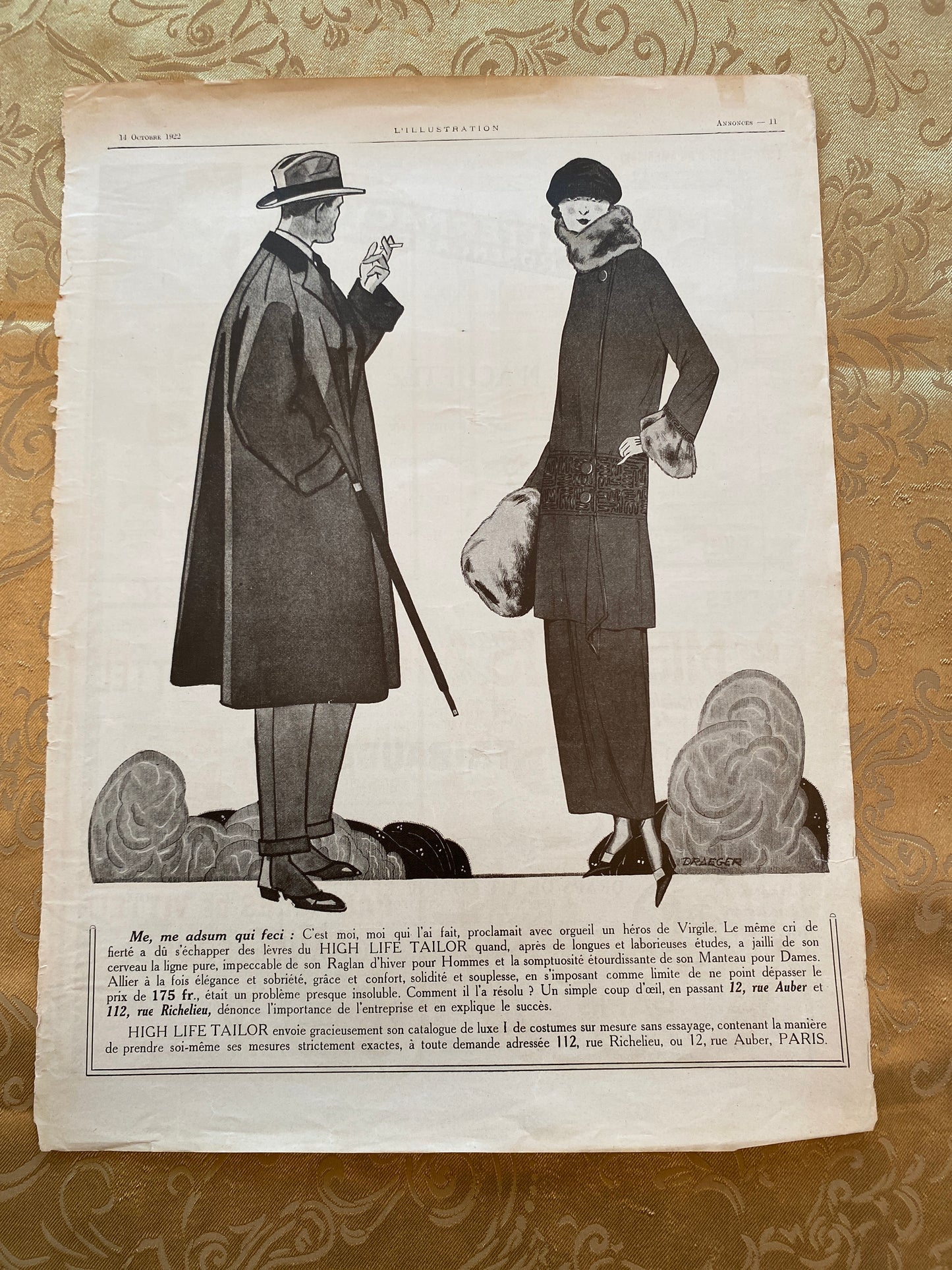 Art Deco Paris Fashion Ad, Original Tear sheet.