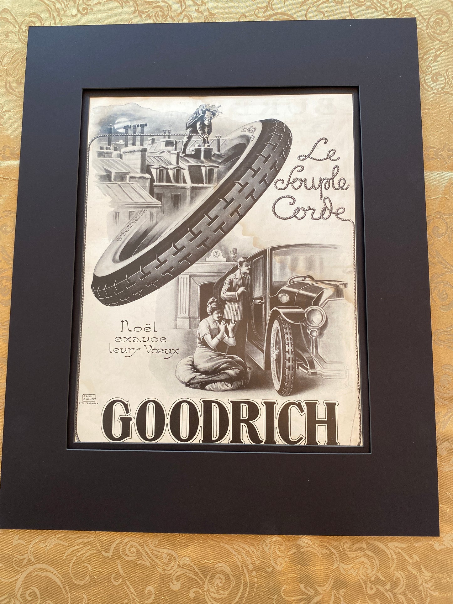 Goodrich Tire. Advertising original Tear Sheet Christmas 1923 with Burberry ad on back