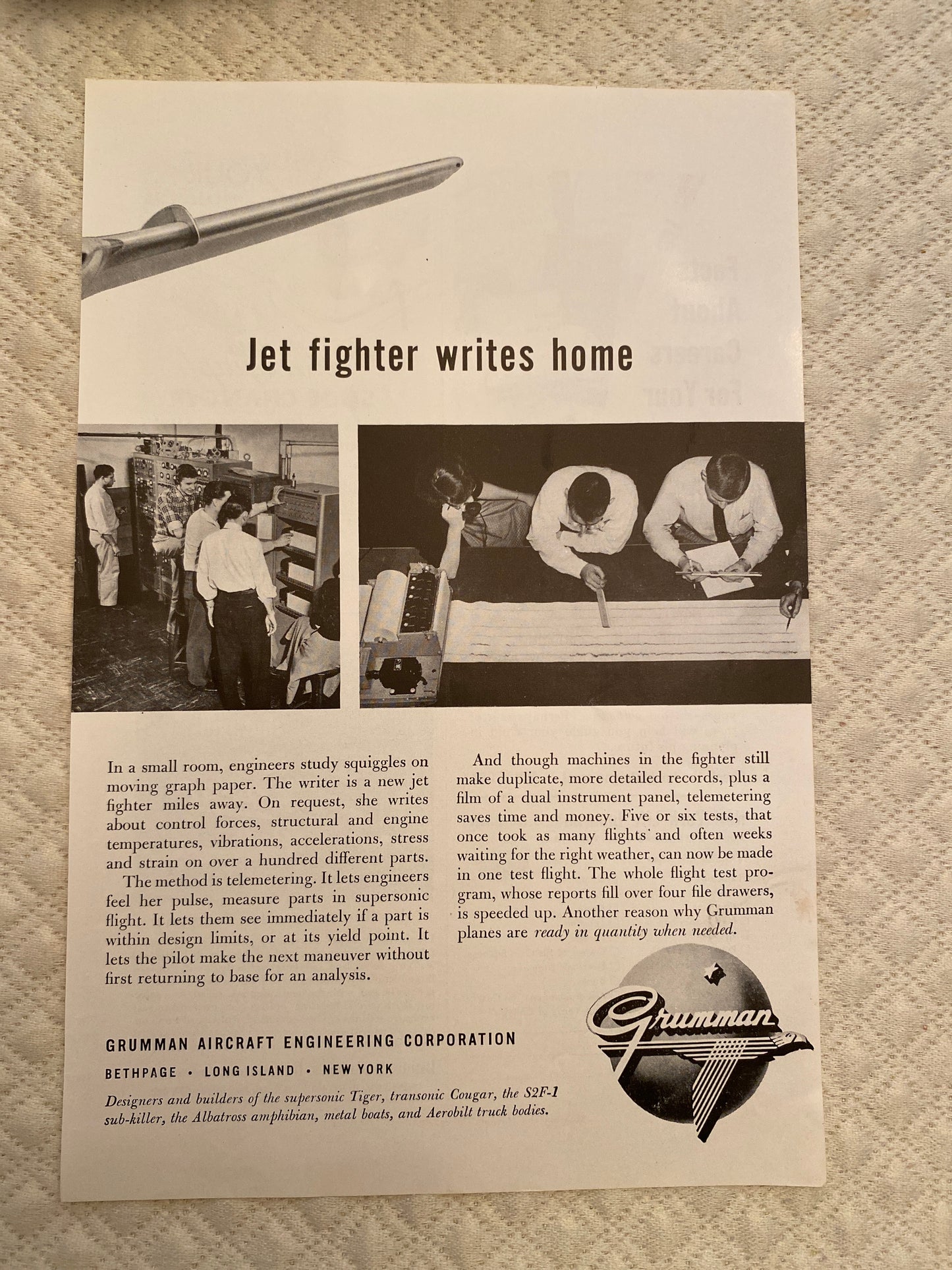 Hrumman Aircraft 1960’s  advertising. 4 pieces