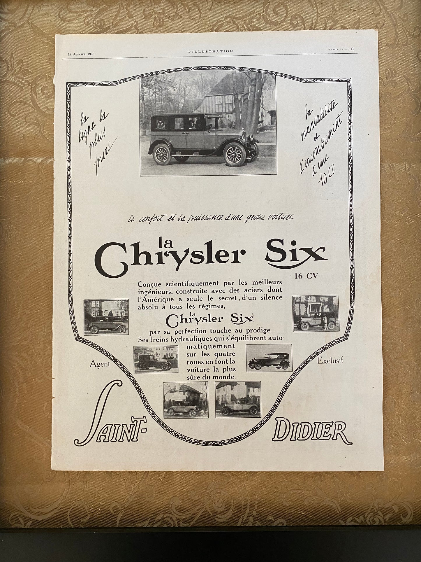 Chrysler Six Antique Car 1925 Advertisement, Original Page