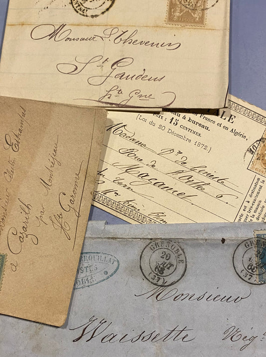 Ephemera, French, 1800's Letters with stamps.