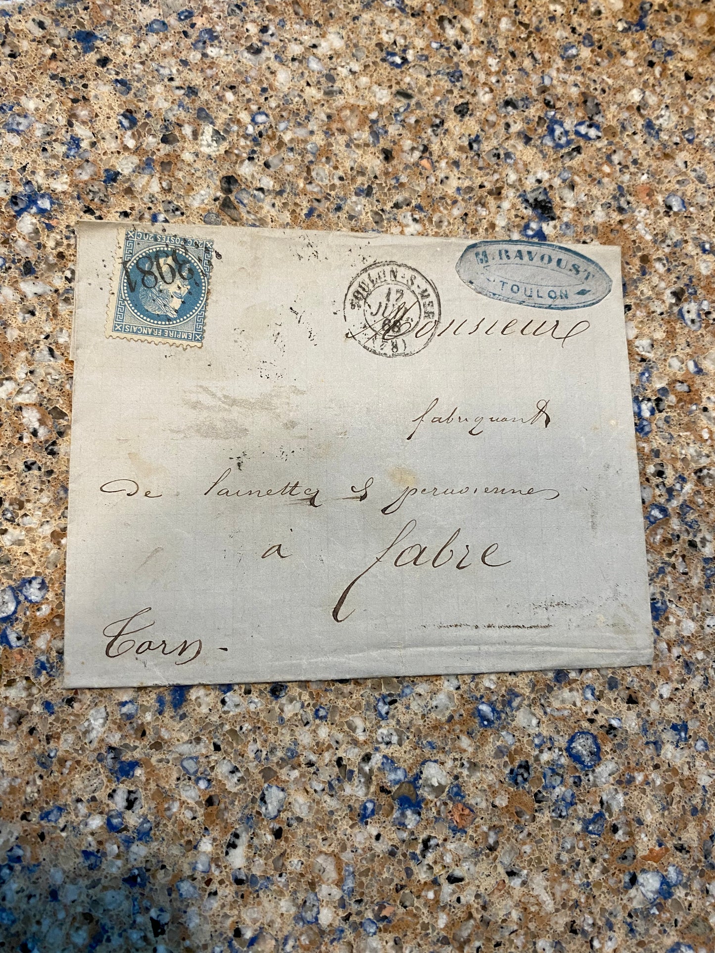 Ephemera, French, 1800's Letters with stamps.