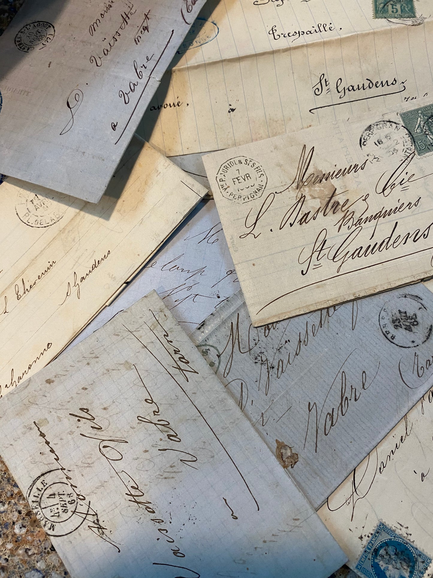 Ephemera, French, 1800's Letters with stamps.